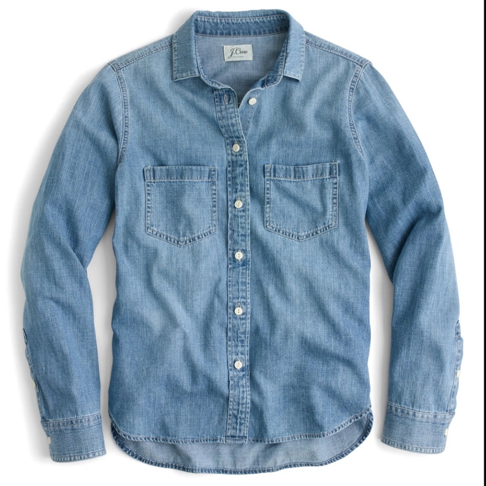 NWT J.Crew  Everyday Chambray Denim shirt Petite 2
